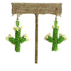 Hand Beaded Earrings- Budding Cactus