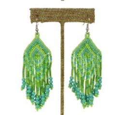 Classic Fringe Earrings- Green and Teal