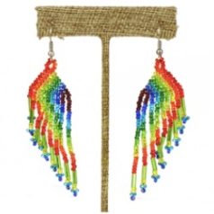 Half Fringe Earrings- Rainbow