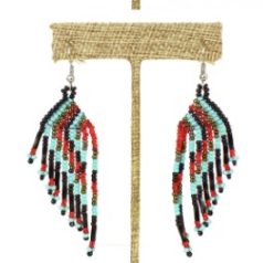 Half Fringe Earrings- Red, Blue, and Black