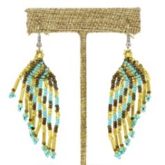 Half Fringe Earrings- Yellow and Blue