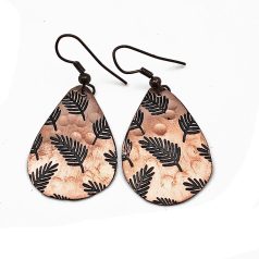Brass Earrings- Fern Leaf Print
